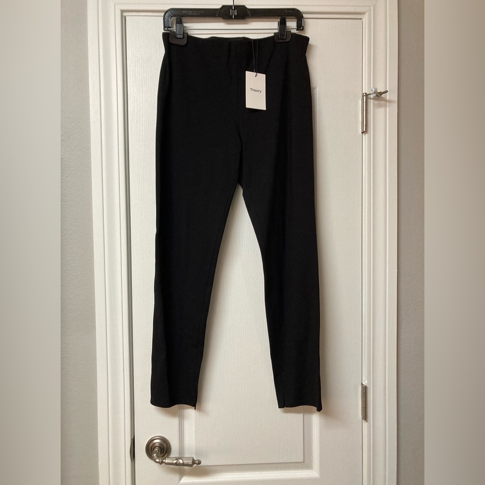 Theory Black Knit Pull On Slim Ankle Pants NWT